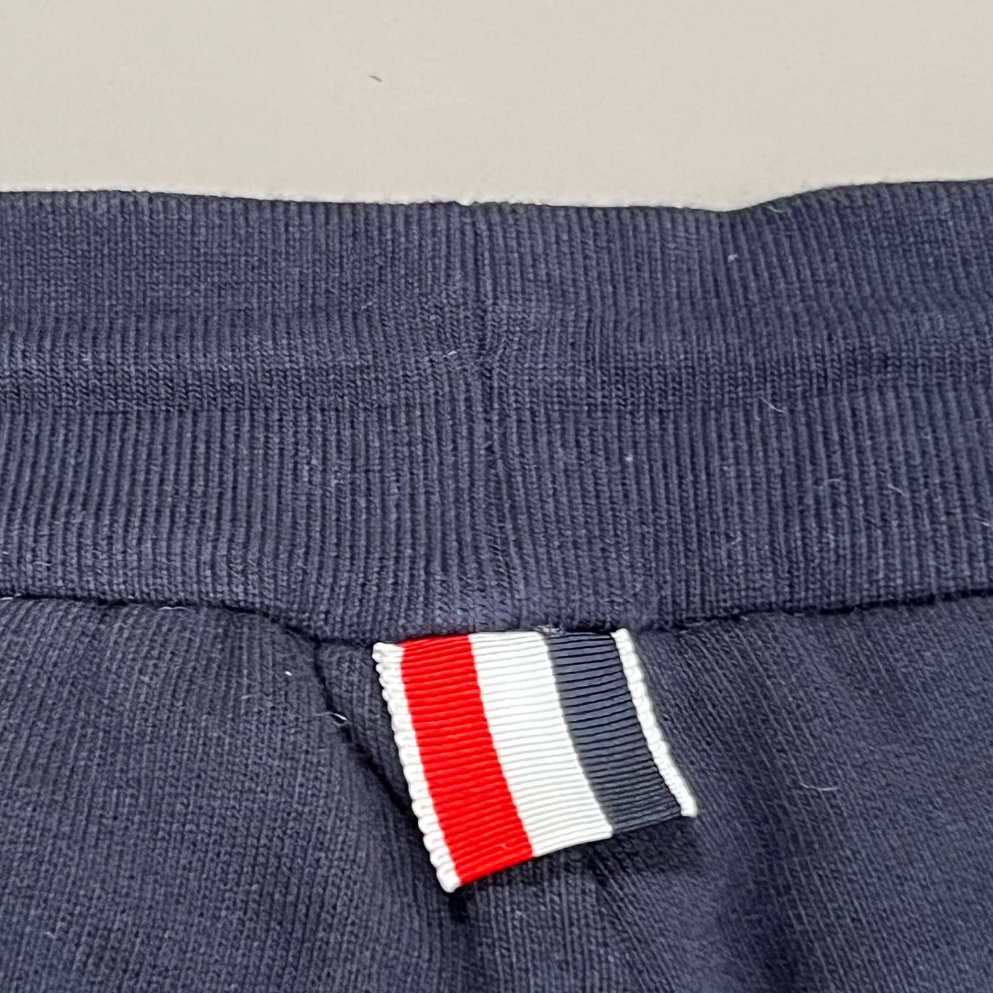 THOM BROWNE Sweatpants in Classic Loopback w/RWB Side Stripes Navy Size 5 (New)