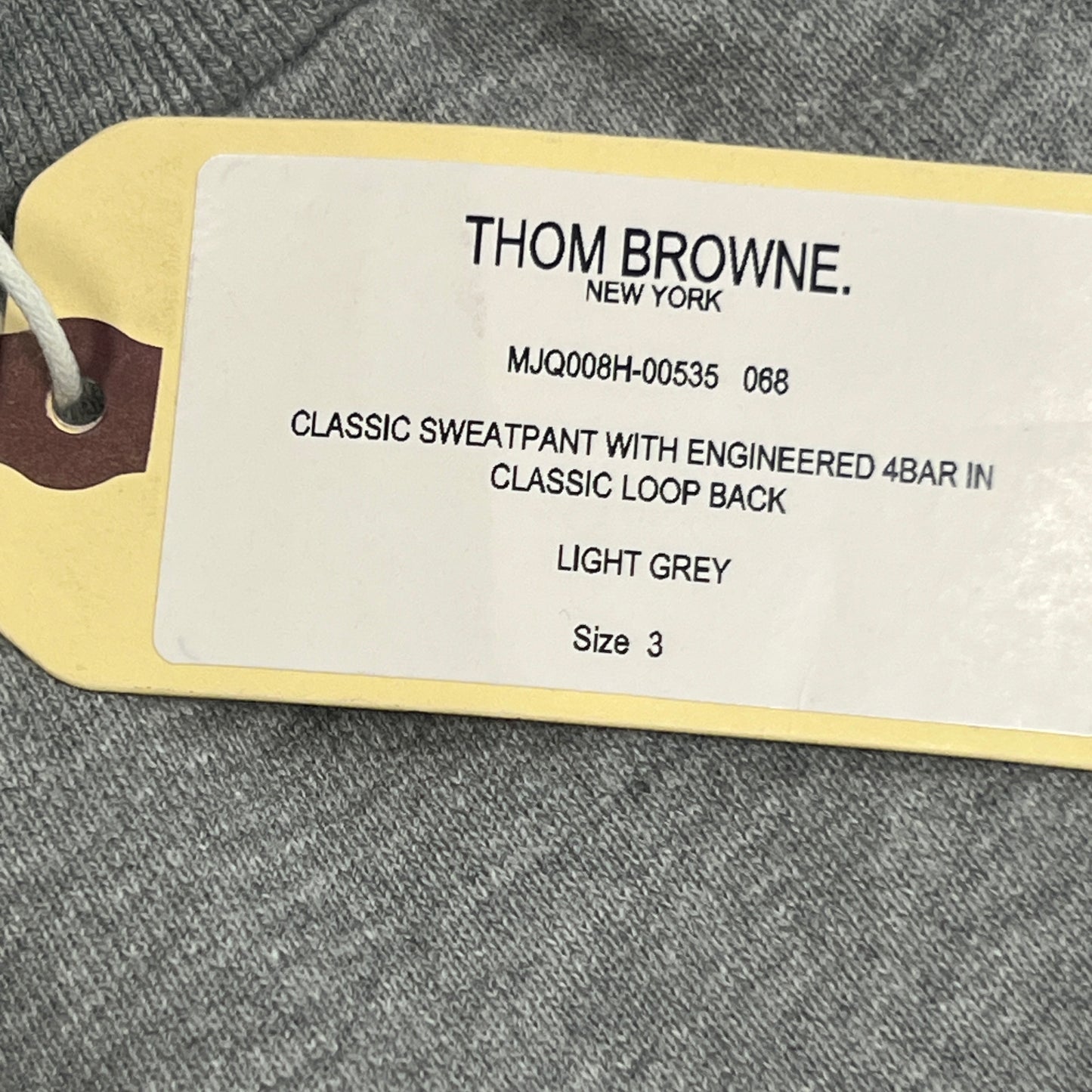 THOM BROWNE Classic Sweat Pants w/Engineered 4 Bar Loop Back Light Grey Size 3(New)