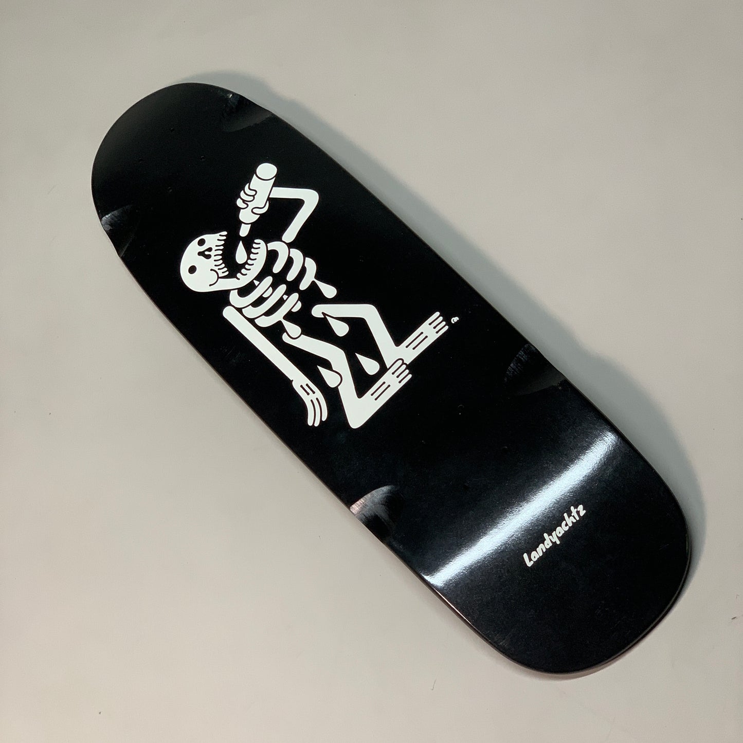 LANDYACHTZ Dinghy Classic Skeleton Longboard/Skateboard Black Canadian Maple 7 Ply 29"x8" (New Other)