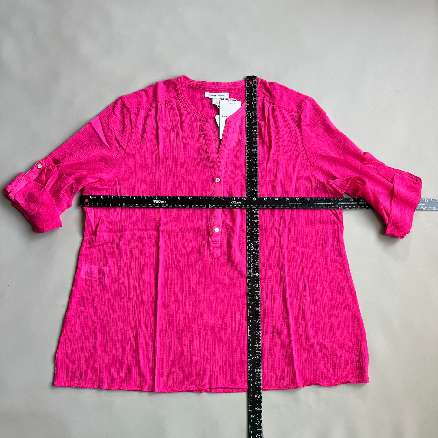 TOMMY BAHAMA Women's Coastview Gauze Top 3/4 Sleeve Rose Bed Size XL (New)