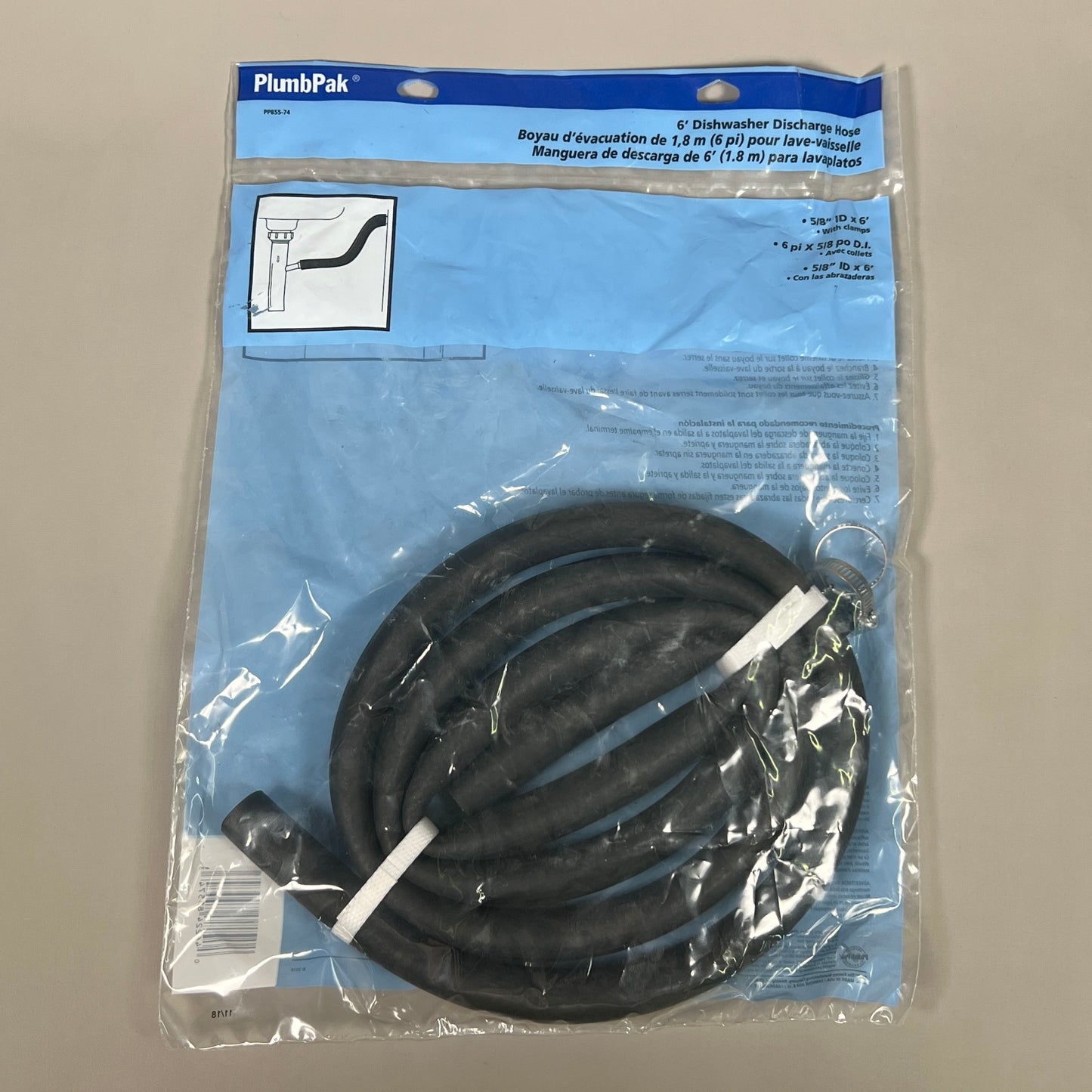 PLUMB PAK Dishwasher Discharge Hose With Clamps 6 In. (New)