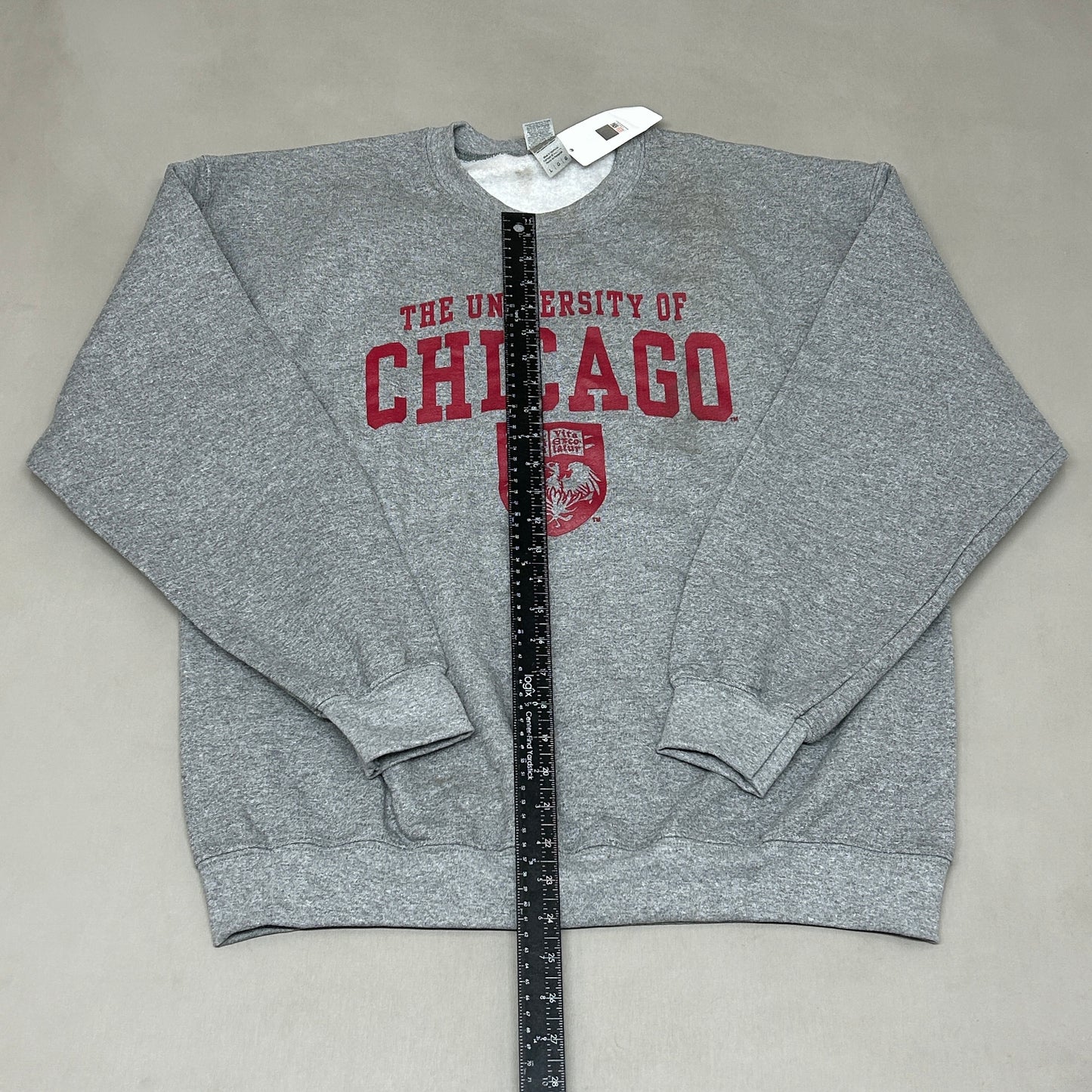 GILDAN The University of Chicago College Crewneck Sweatshirt Heritage Logo Sz L Gray (Dirty)