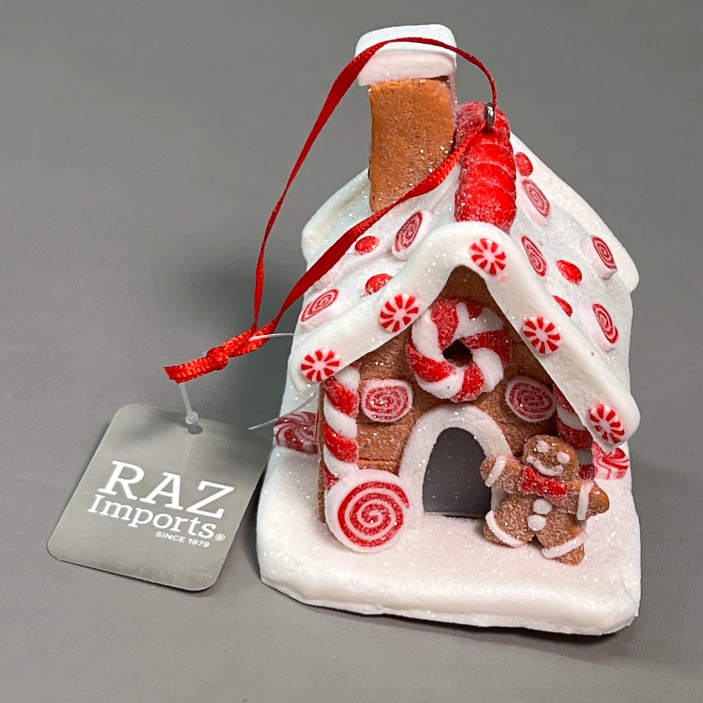 RAZ IMPORTS 12-PK Christmas Holiday 3.25" LED Lighted Gingerbread House Ornament 4115522 (New)