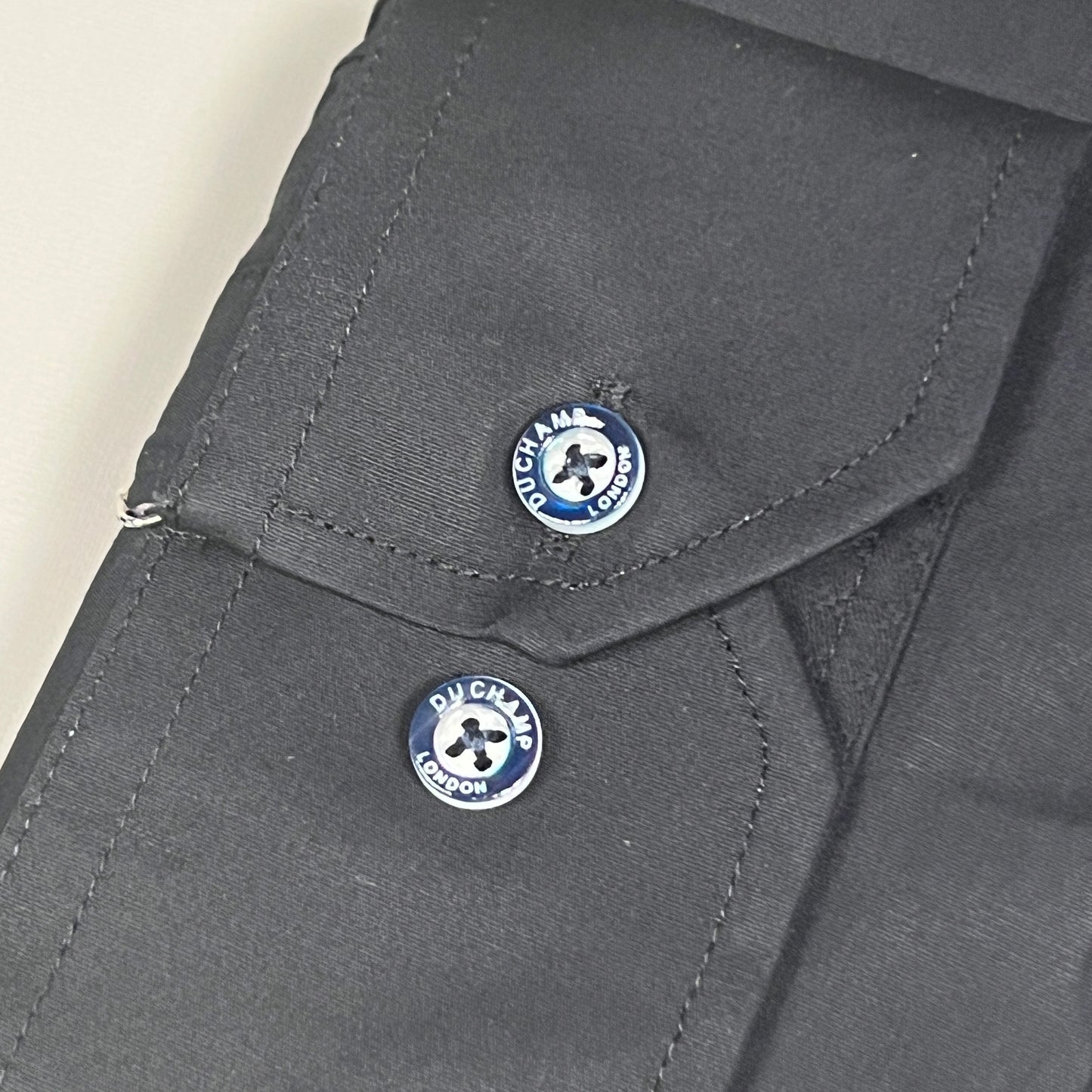 DUCHAMP LONDON Black Solid Tailored-fit Dress Shirt Men's Sz XL / 43 / 17 (New)