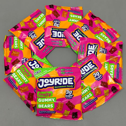 ZA@ PROJECT 7 8-Pack! Joyride Fruity Gummy Bears 1g Sugar per Bag 1.8oz BB 03/24 (AS-IS)