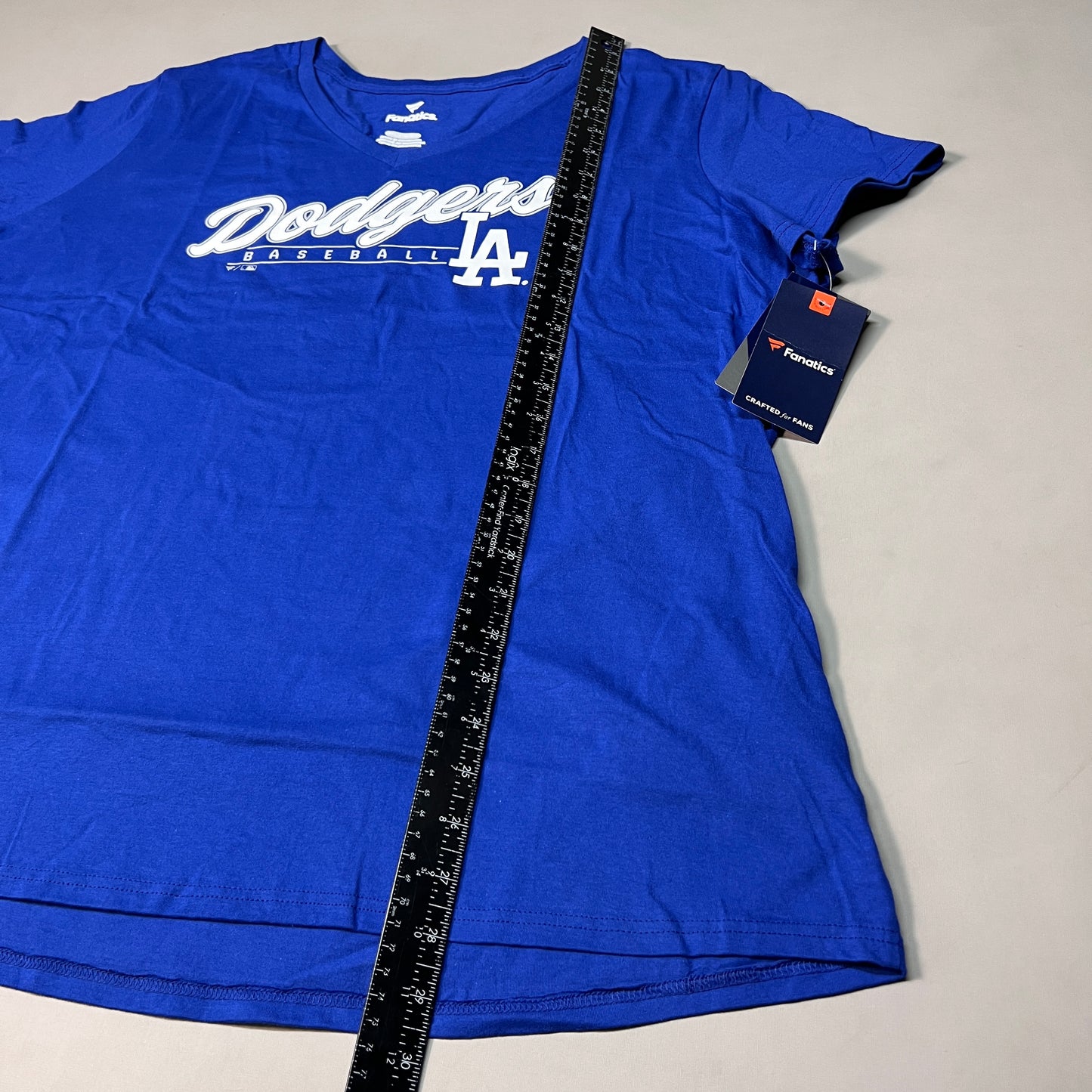 Fanatics Los Angeles Dodgers Baseball V-Neck T-Shirt Women's Sz 3XL Blue MLBT3970 (New)