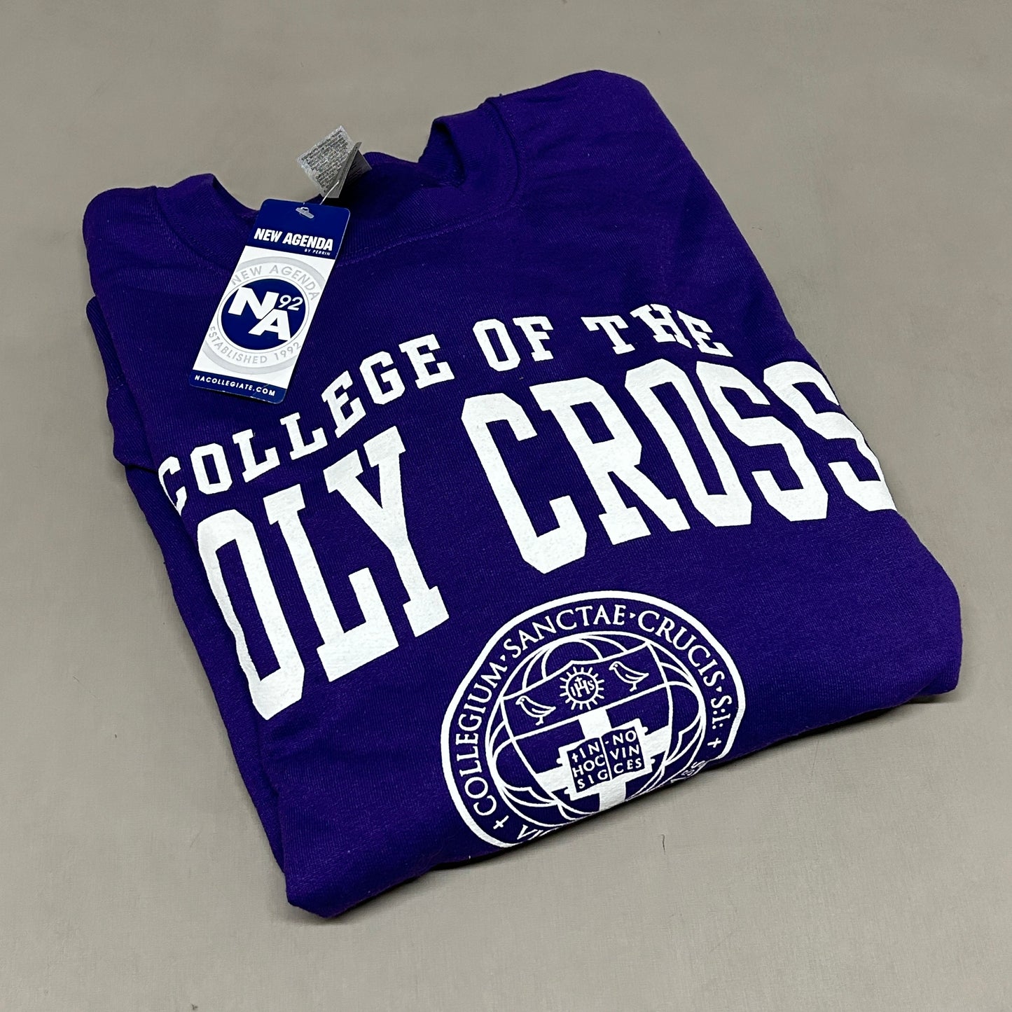GILDAN College of the Holy Cross Heritage Heavy Cotton Crewneck Sz L Purple (New)