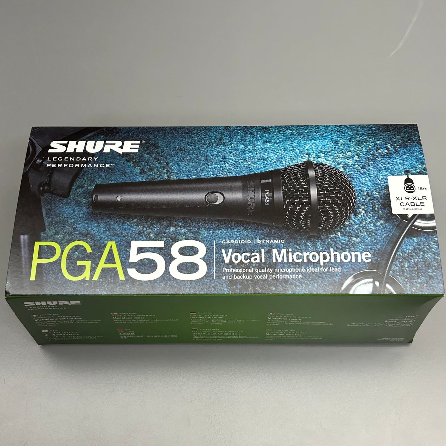 SHURE Vocal Microphone Cardioid Dynamic With 15 ft XLR-XLR Cable (New)