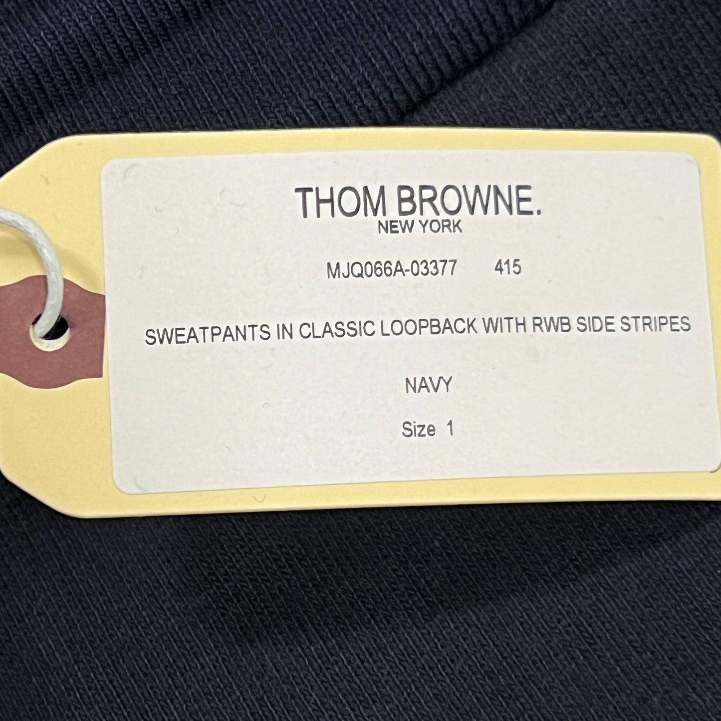 THOM BROWNE Sweatpants in Classic Loopback w/RWB Side Stripes Navy Size 1 (New)
