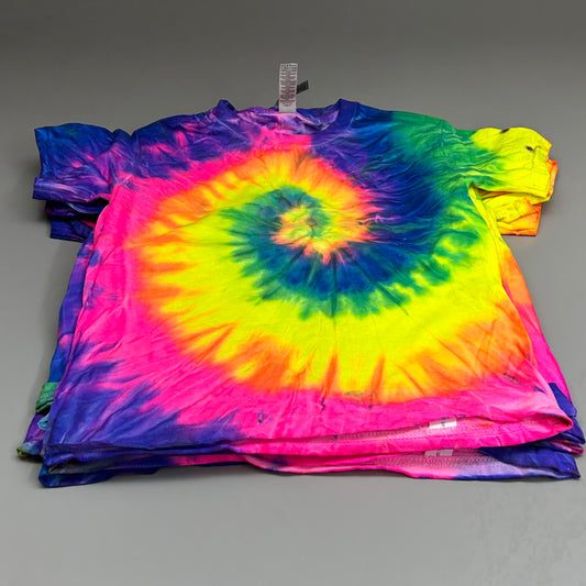 GILDAN (12 PACK) Tie Dye Short Sleeve Unisex Heavy Cotton T-Shirts Sz Youth XS