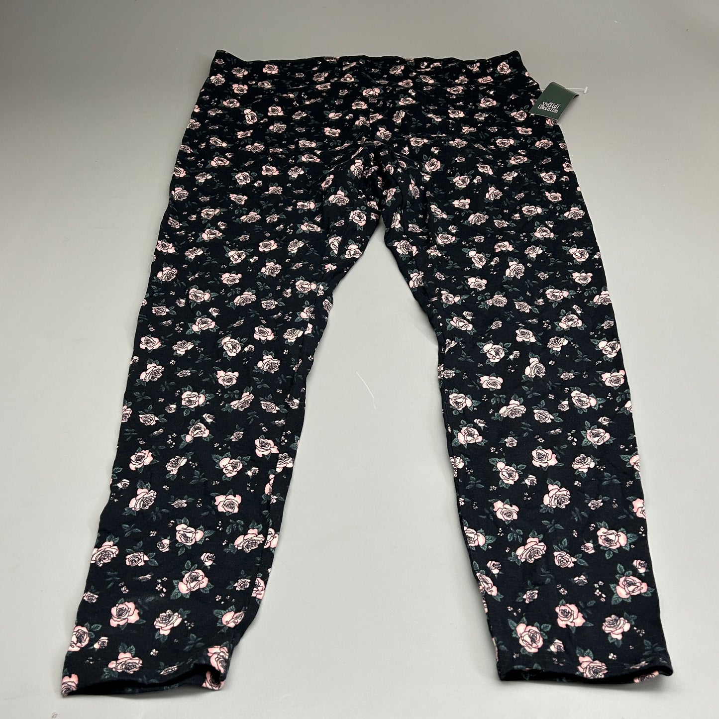 WILD FABLE Women's Plus Size High-Waisted Classic Leggings Black Floral 1X (New)
