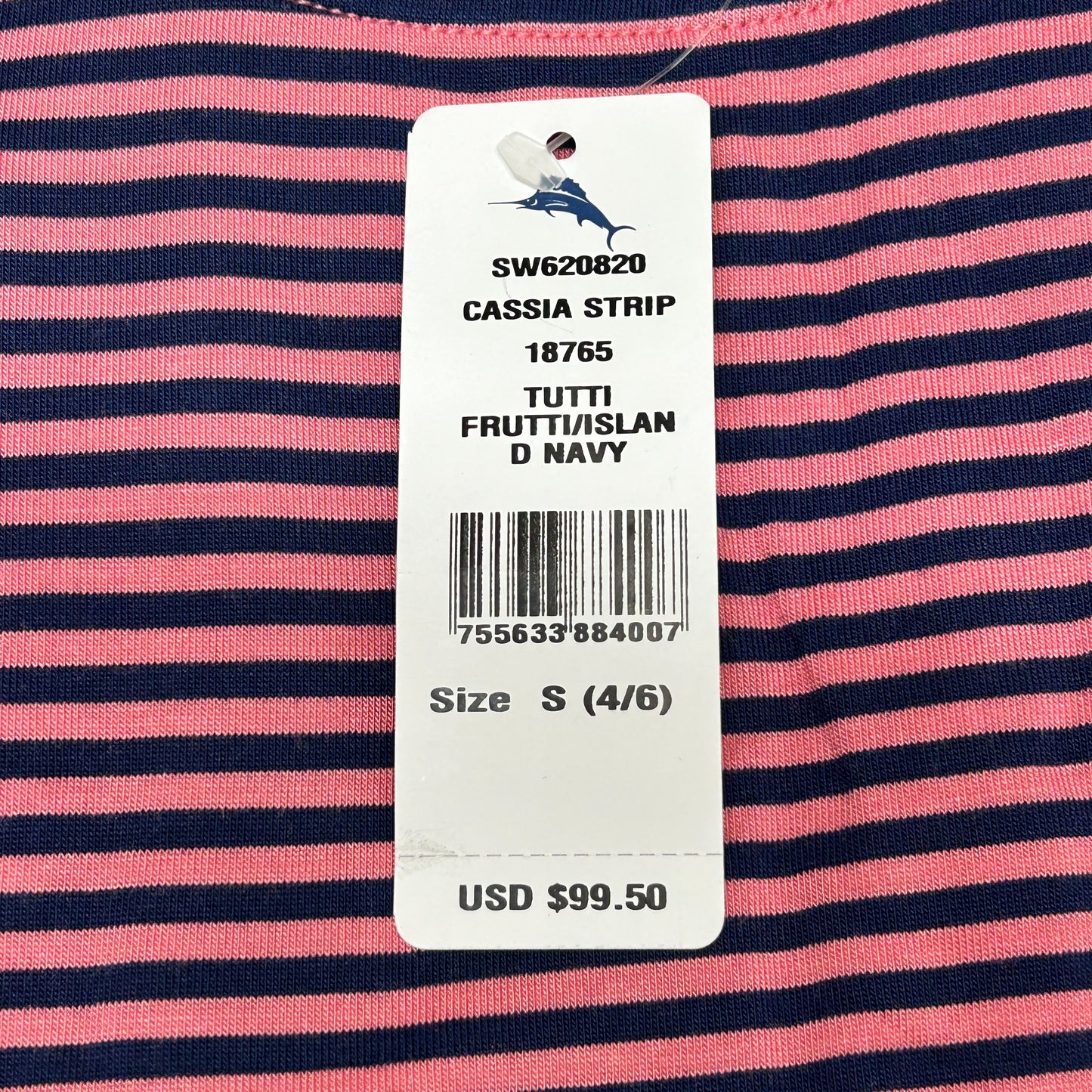TOMMY BAHAMA Women's Short Sleeve Cassia Stripe T-shirt Dress Tutti Frutti Size S (New)