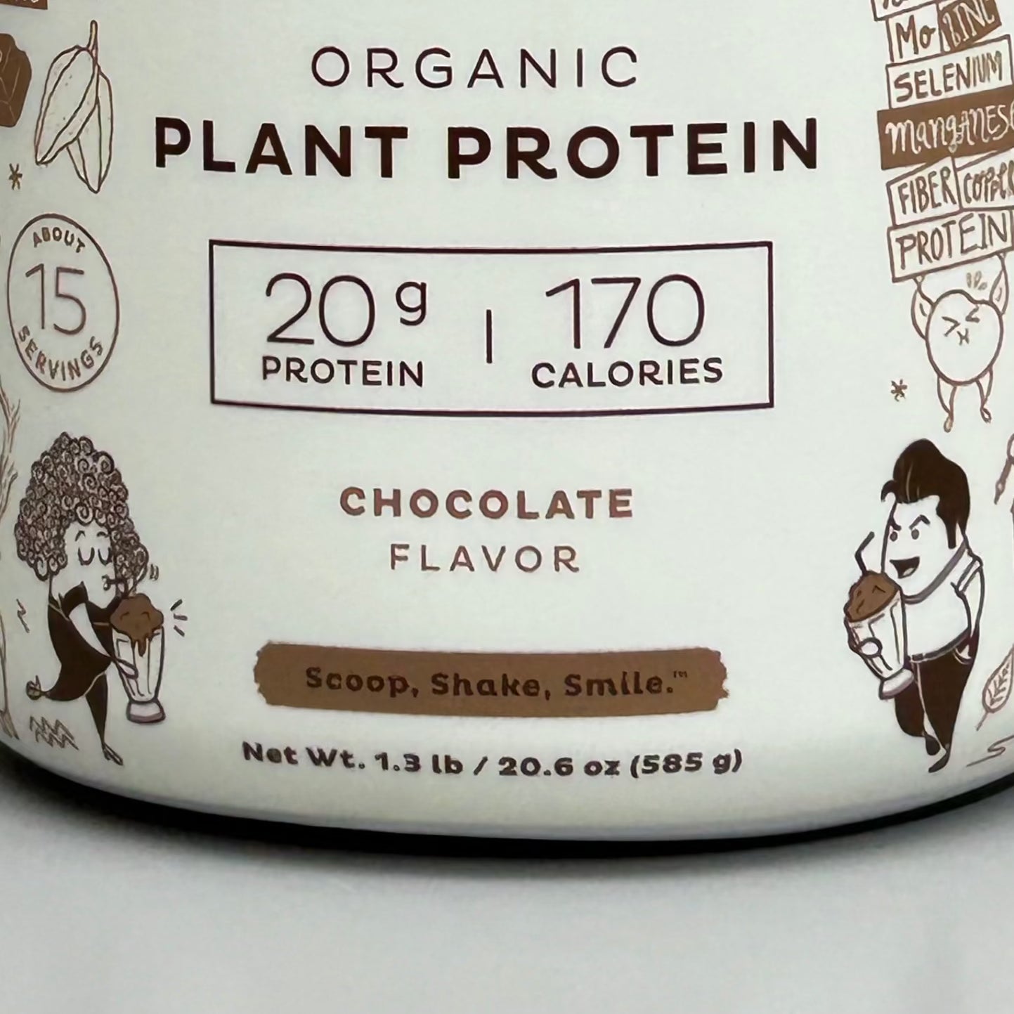 KOS Chocolate Flavored Organic Plant Protein Powder 20.6 oz Exp 9/24 (New)