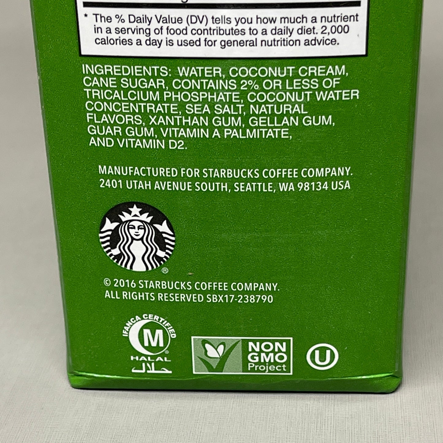 ZA@ STARBUCKS (8 PACK) Coconut Milk Beverage From Concentrate 64 fl oz BB 12/25 (Expired)