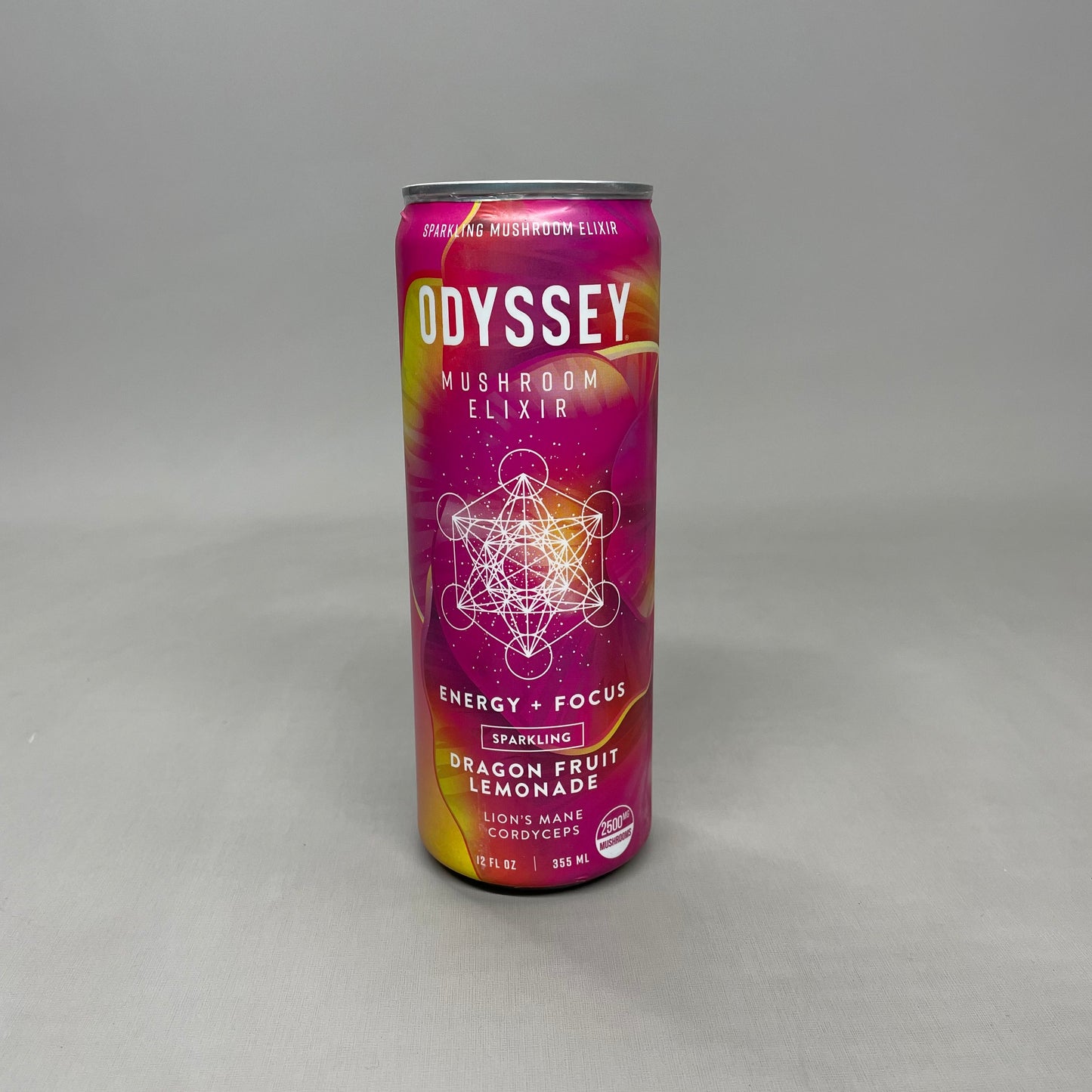 ZA@ ODYSSEY 12-PACK Mushroom Elixir Sparkling Drink Energy + Focus Dragon Fruit Lemonade 12 fl oz BB 05/25 (New Other) A