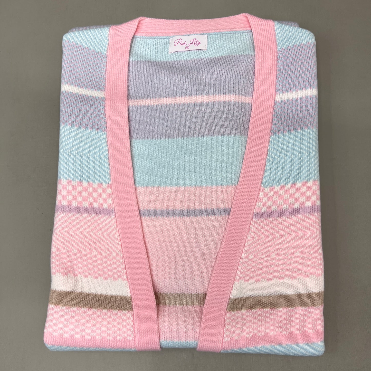 PINK LILY Multi-colored Striped Sweater Cardigan Women's Sz XS PL930 (New)