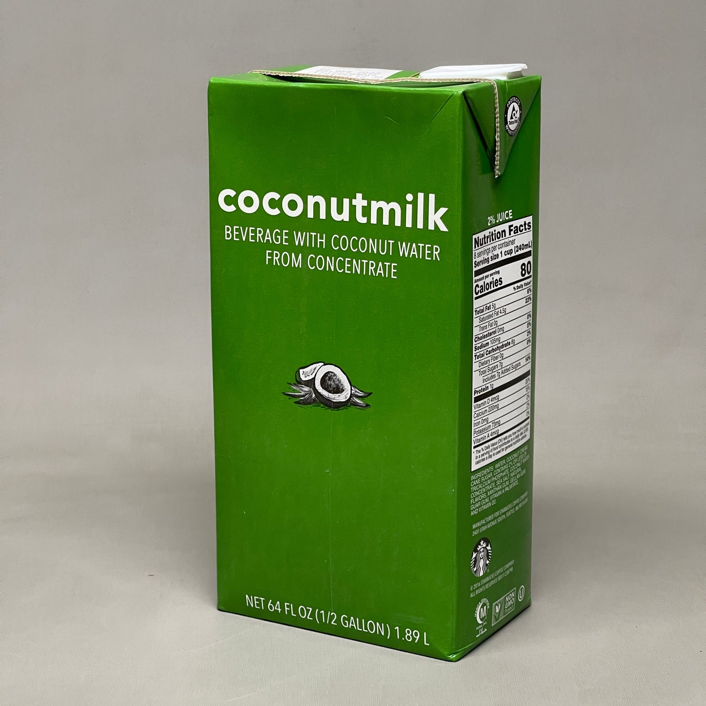 ZA@ STARBUCKS (8 PACK) Coconut Milk Beverage From Concentrate 64 fl oz BB 12/25 (Expired)