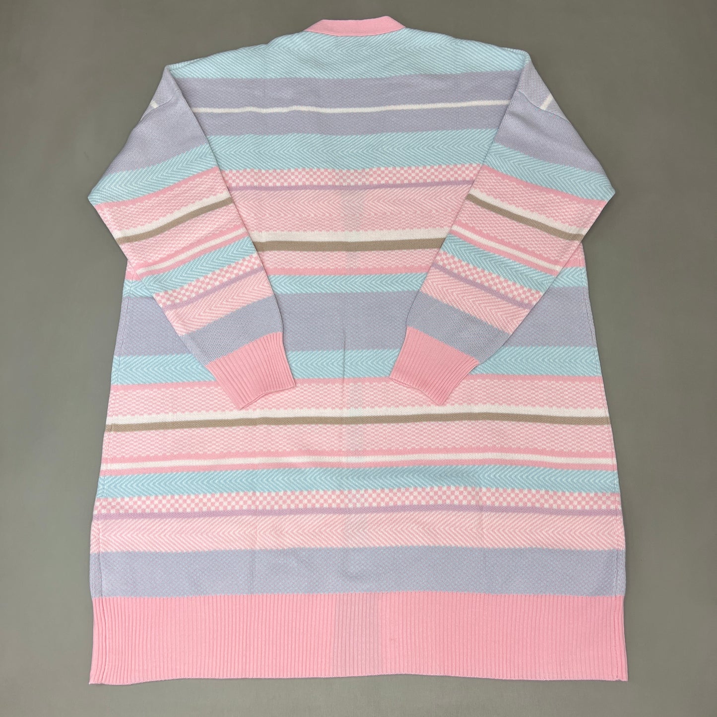 PINK LILY Multi-colored Striped Sweater Cardigan Women's Sz L PL930 (New)