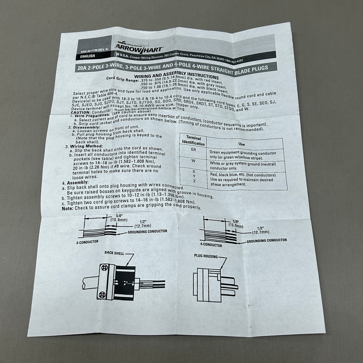 EATON Arrow Hart Plug Safety Grip 10-20P 20A 125/250V Black 9151N (New)