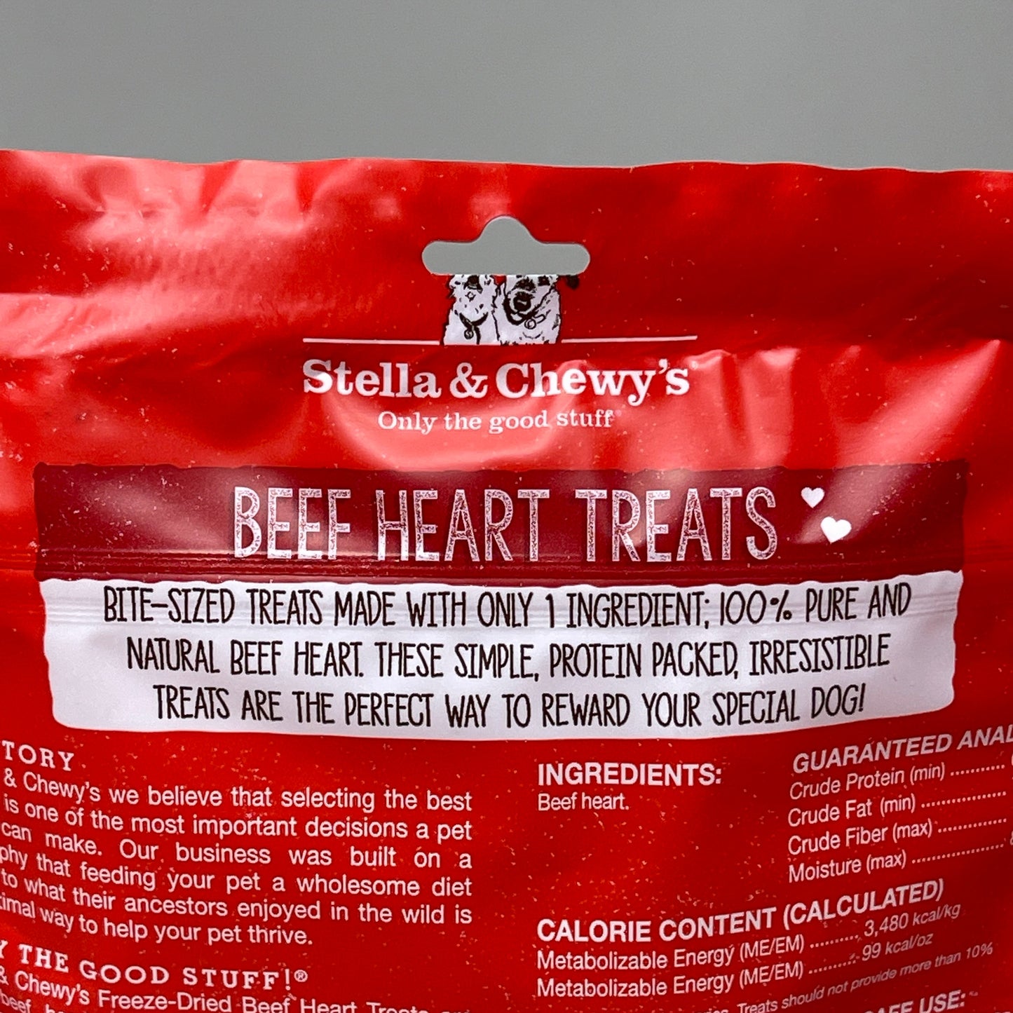 ZA@ STELLA & CHEWY’S 100% Beef Heart Treats Freeze-Dried Raw Grain Free 3 oz 08/23 (New) A