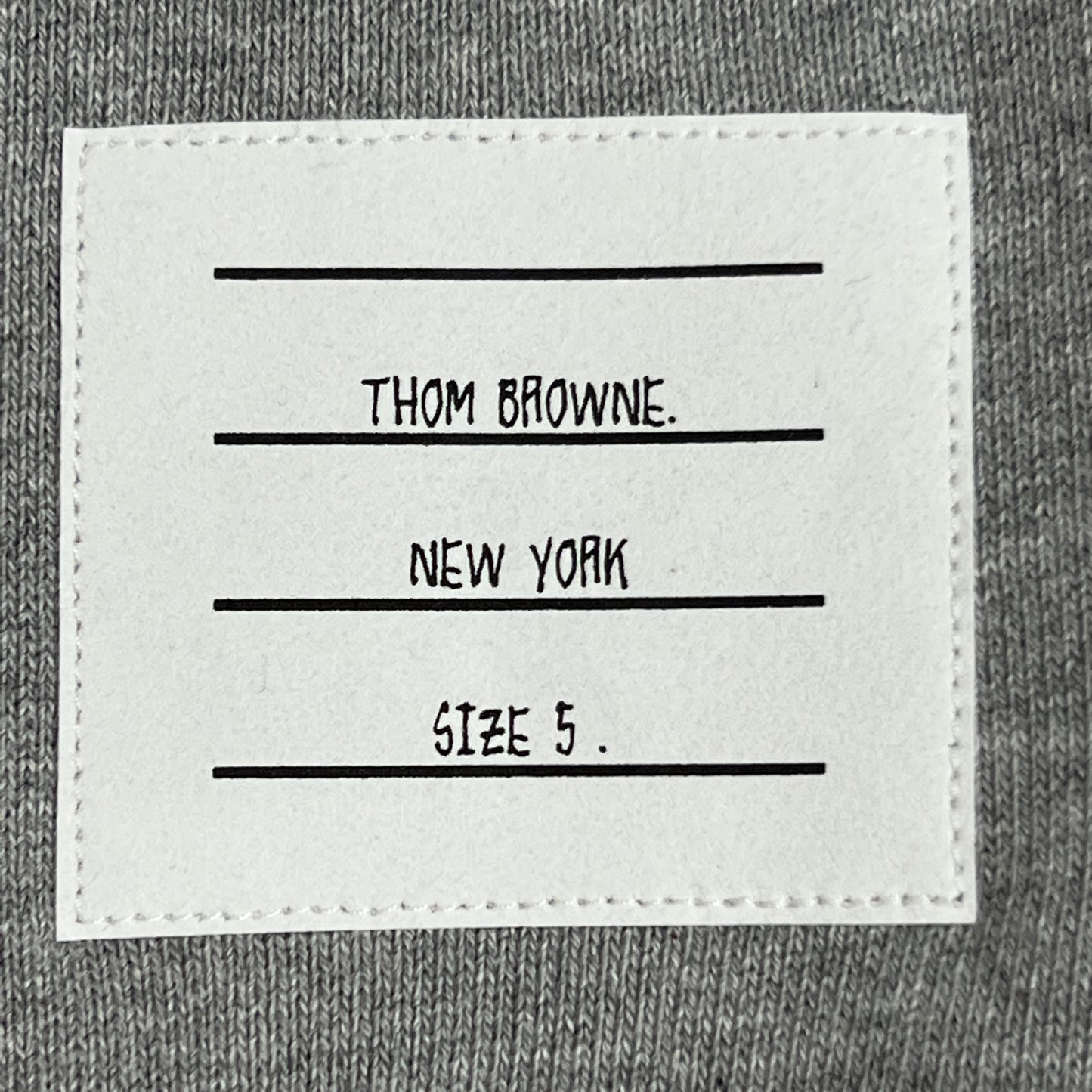 THOM BROWNE Crewneck Pullover w/Center-Back RWB Stripe in Classic Loopback Light Grey Size 5(New)