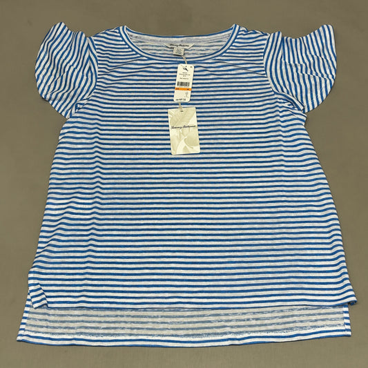 TOMMY BAHAMA Women's Bungalow Stripe Lana Top Short Sleeve Blue/White Size S(New)