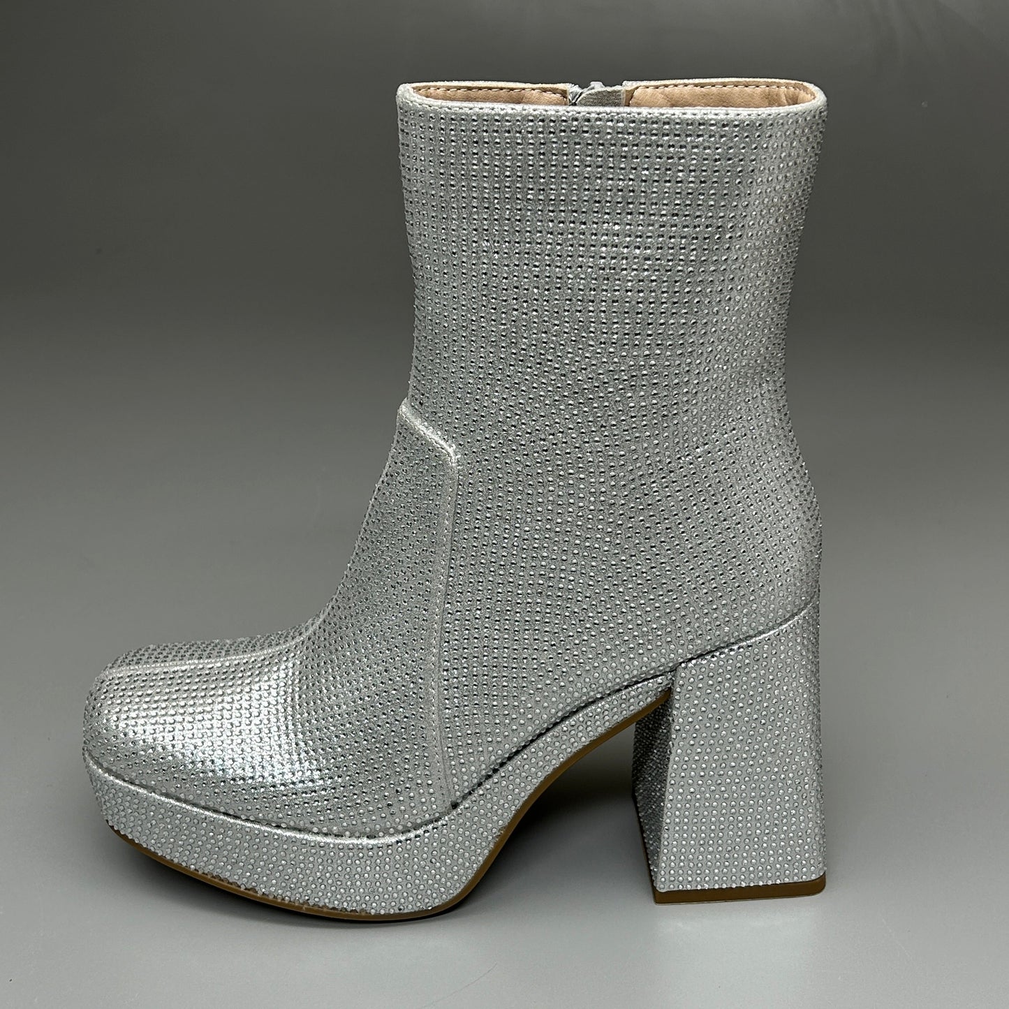 MIA Iva Silver Stone Heeled Boots Women's Sz 7.5 Silver GS1253108 (New)