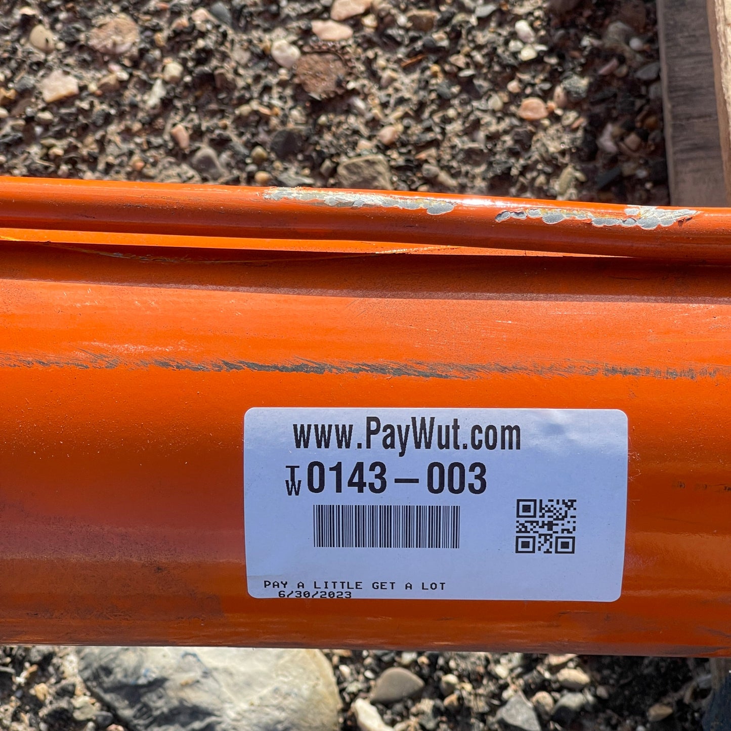 Industrial Long Orange Hydraulic Cylinder or Ram Pipe Connector New w/ Scuffs