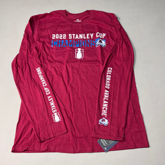 FANATICS 2022 Stanley Cup Champions Colorado Avalanche Long Sleeve T-shirt Sz L Burgundy 058N SC Champs (New)