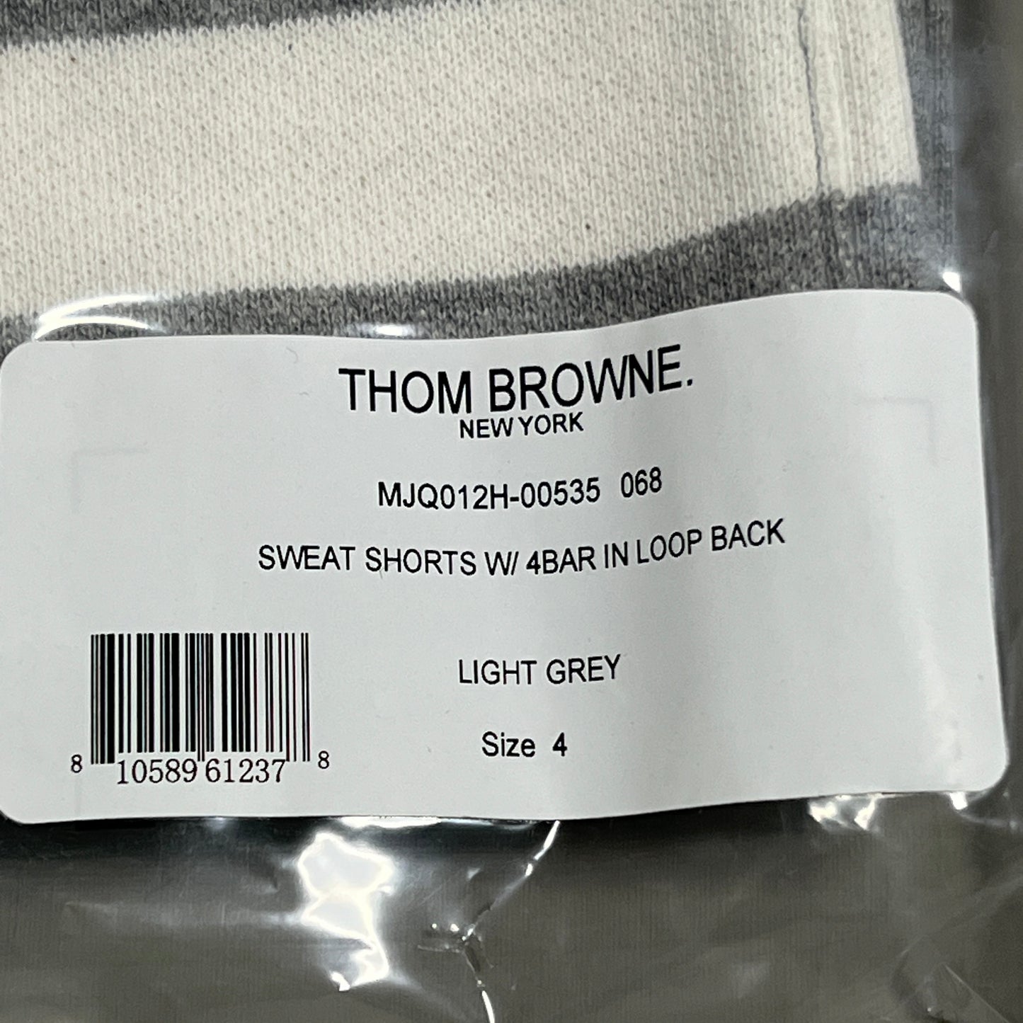 THOM BROWNE Classic Sweat Shorts w/4 Bar Loop Back Light Grey Size 4 (New)