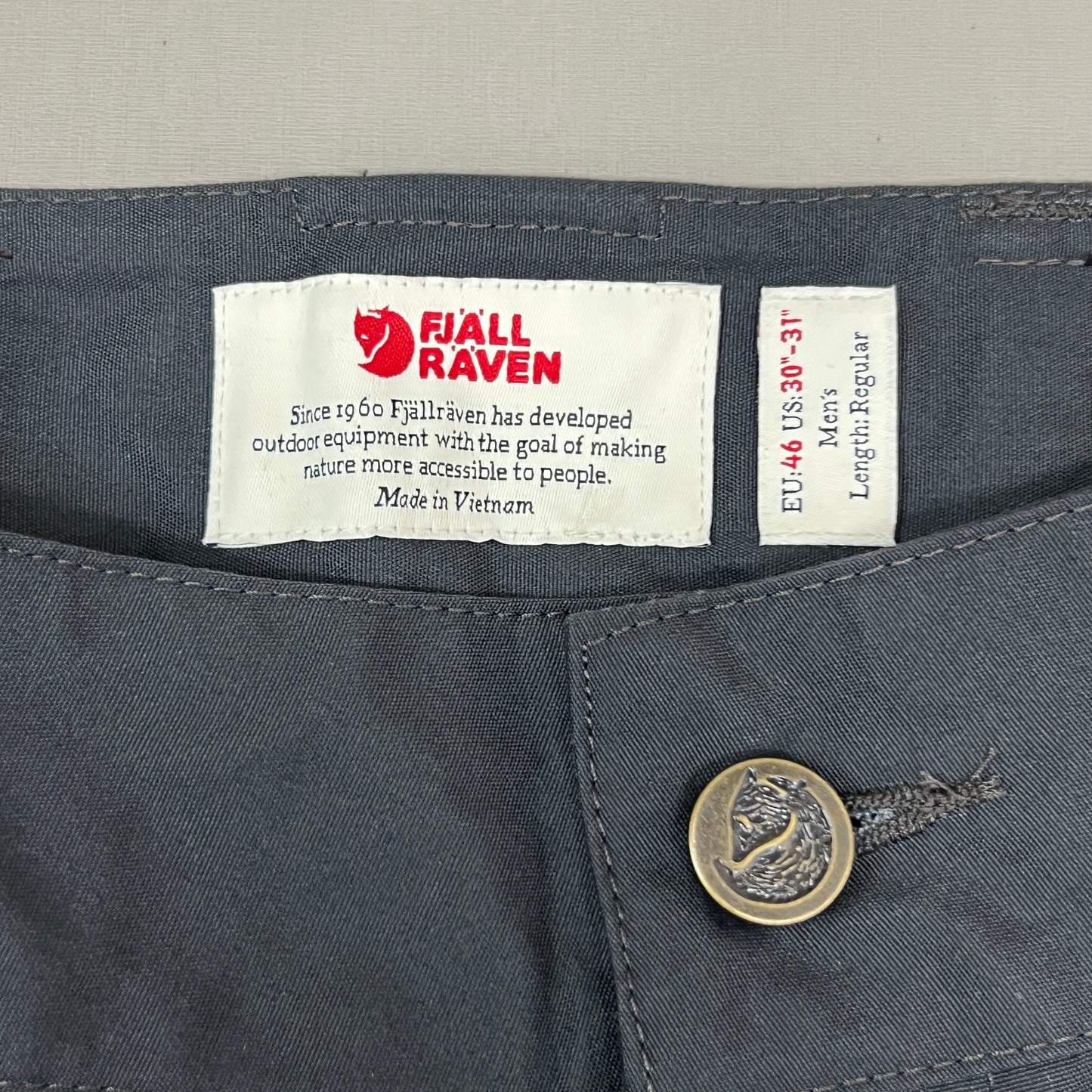 FJALLRAVEN Vidda Pro Ventilated Pants Men's Sz US 30-31 EUR 46 Dark Gray (New)