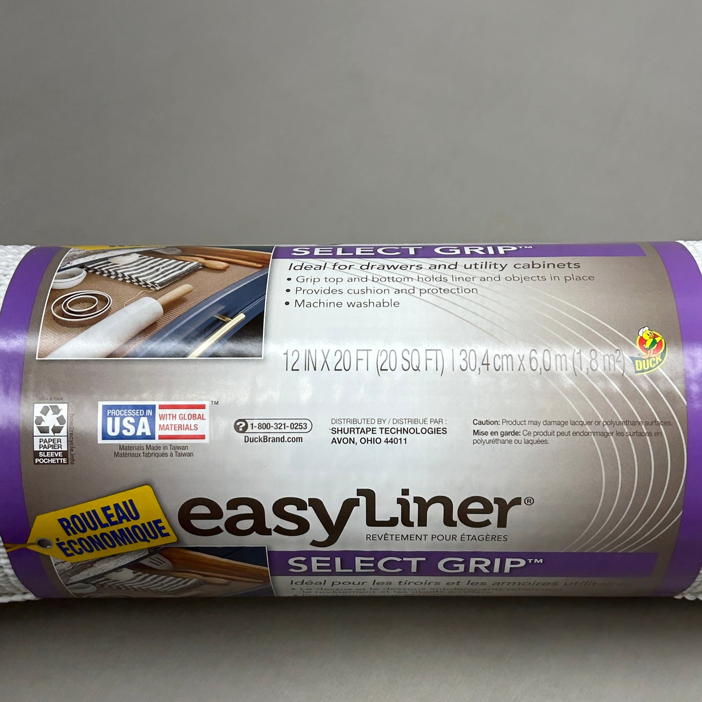 DUCK BRAND Easy Liner Shelf Liner Select Grip White 12 in X 20 ft