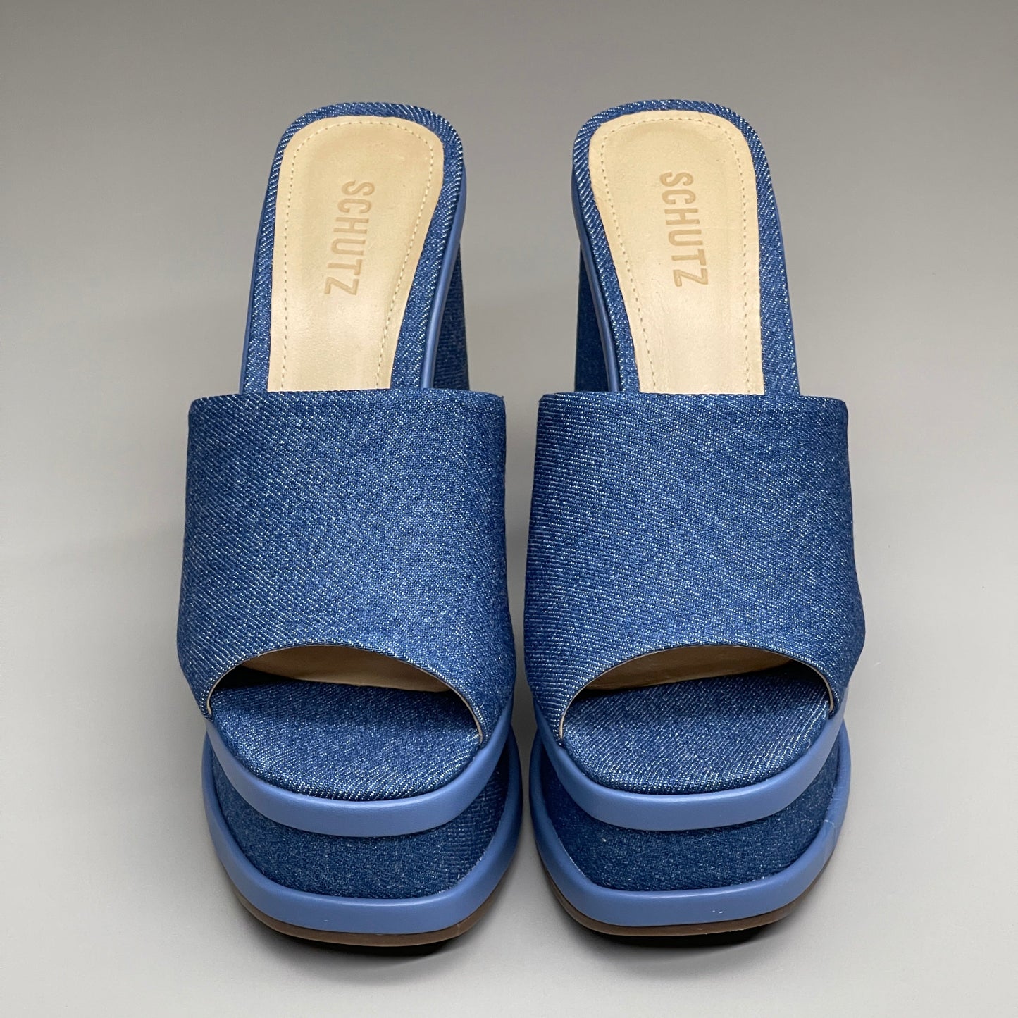 SCHUTZ Dalle Denim Women's Wedge Sandal Blue Platform Shoe Sz 6.5B (New)