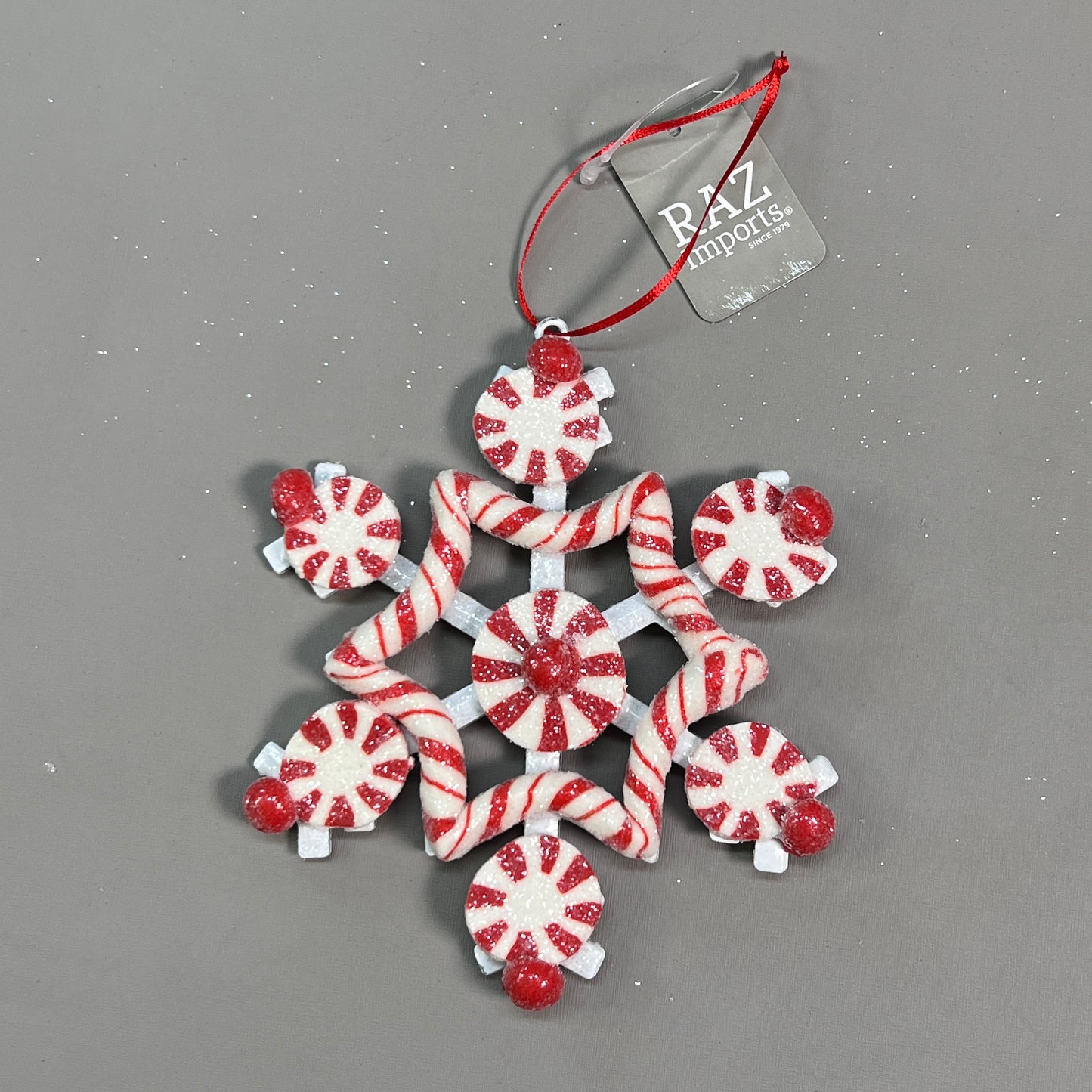 RAZ IMPORTS 12-PK Christmas Holiday 5.5" Peppermint Snowflake Ornament 4215554 (New)