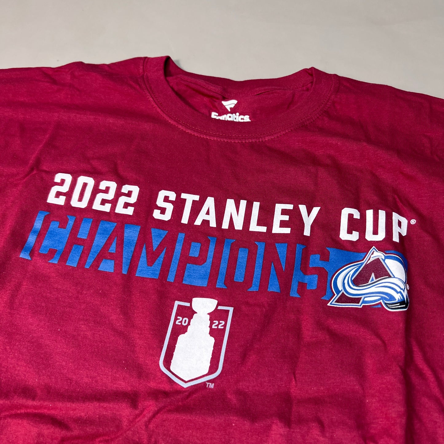 FANATICS 2022 Stanley Cup Champions Colorado Avalanche Long Sleeve T-shirt Sz 2XL Burgundy 058N SC Champs (New)