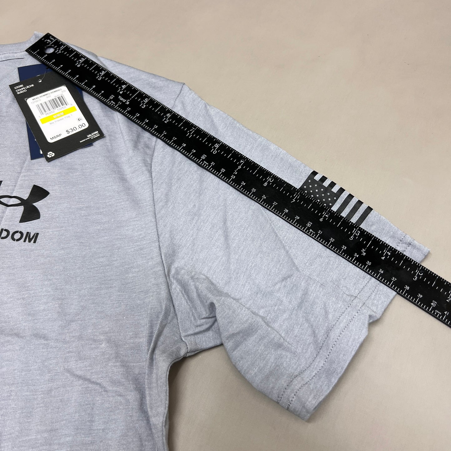UNDER ARMOUR Freedom Flag T-Shirt Men's Steel Medium Heather / Black-035 Sz M 1370810 (New)