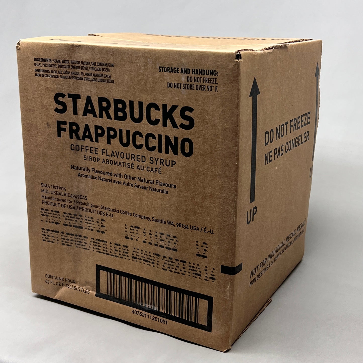 ZA@ STARBUCKS 4-PACK! Frappuccino Syrup Coffee Flavored Syrup (1.86 L/bottle) 5/23 (Expired)