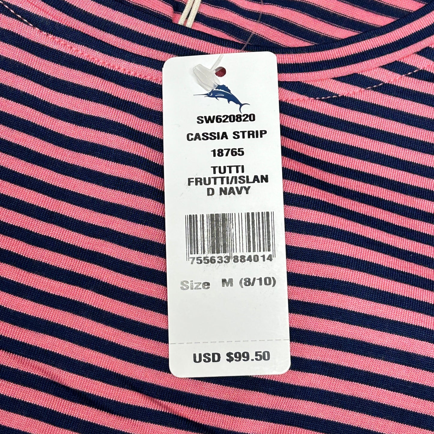 TOMMY BAHAMA Women's Short Sleeve Cassia Stripe T-shirt Dress Tutti Frutti Size M (New)