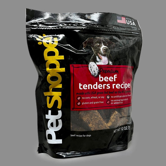 PETSHOPPE 10PK Premium Beef Tenders Dog Treats Made in USA All Natural 12 oz 02/24 (New)