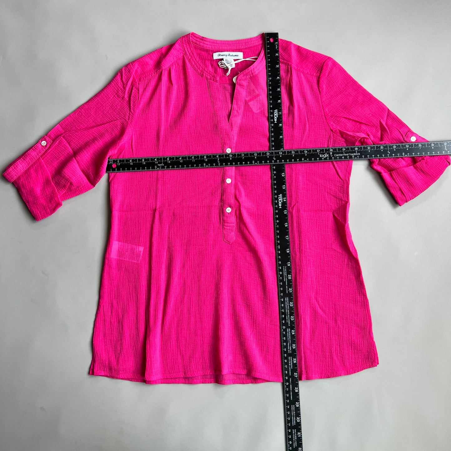 TOMMY BAHAMA Women's Coastview Gauze Top 3/4 Sleeve Rose Bed Size XS (New)