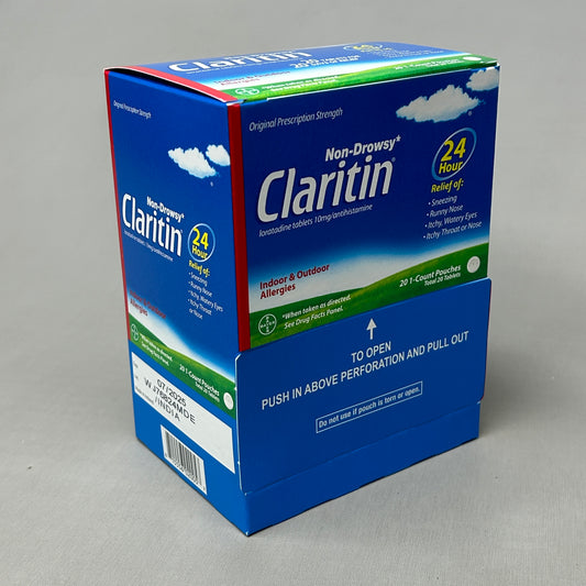 CLARITIN (20 Tablets) Non-Drowsy Loratadine 24 Hour Allergies Exp 07/25