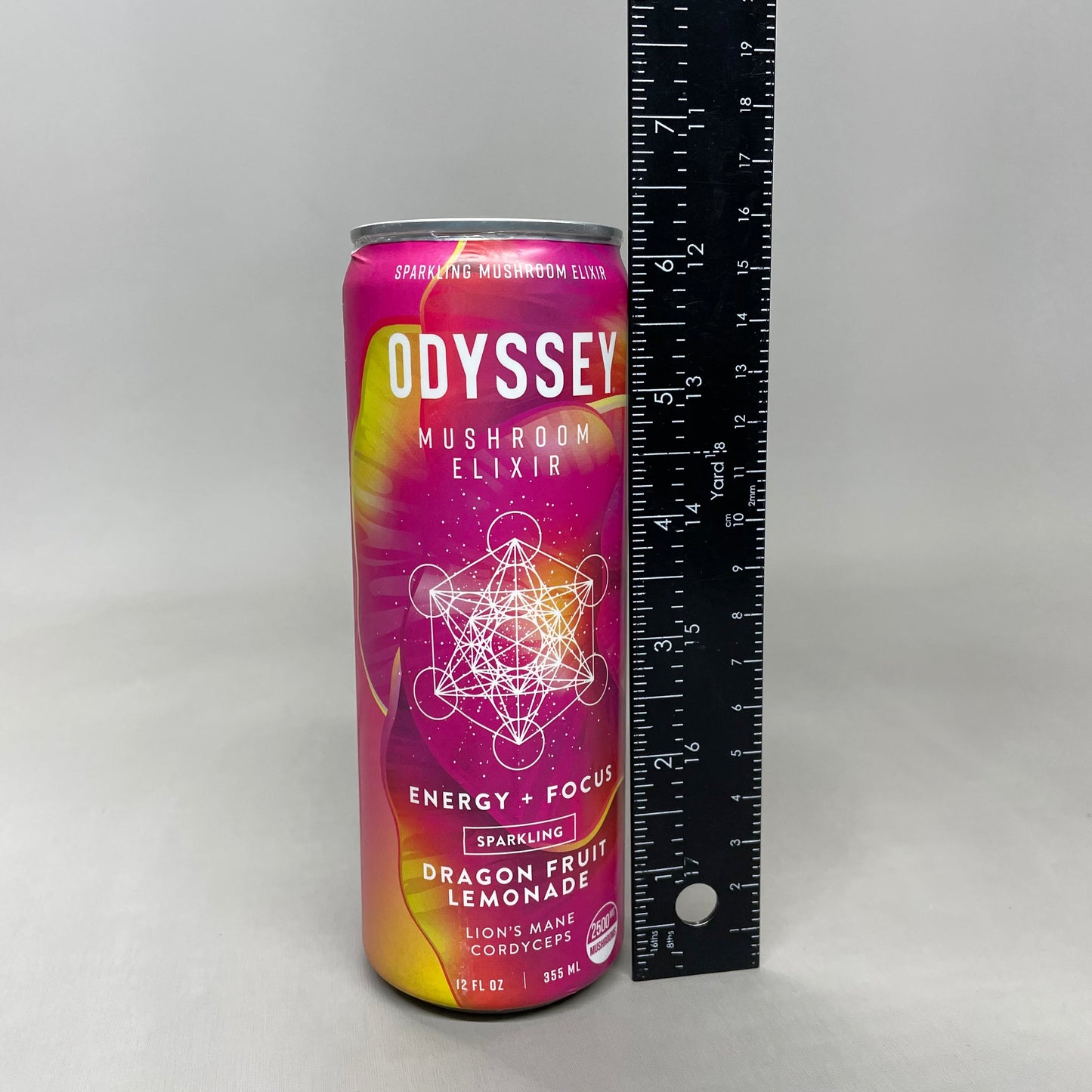 ZA@ ODYSSEY 12-PACK Mushroom Elixir Sparkling Drink Energy + Focus Dragon Fruit Lemonade 12 fl oz BB 05/25 (New Other) A