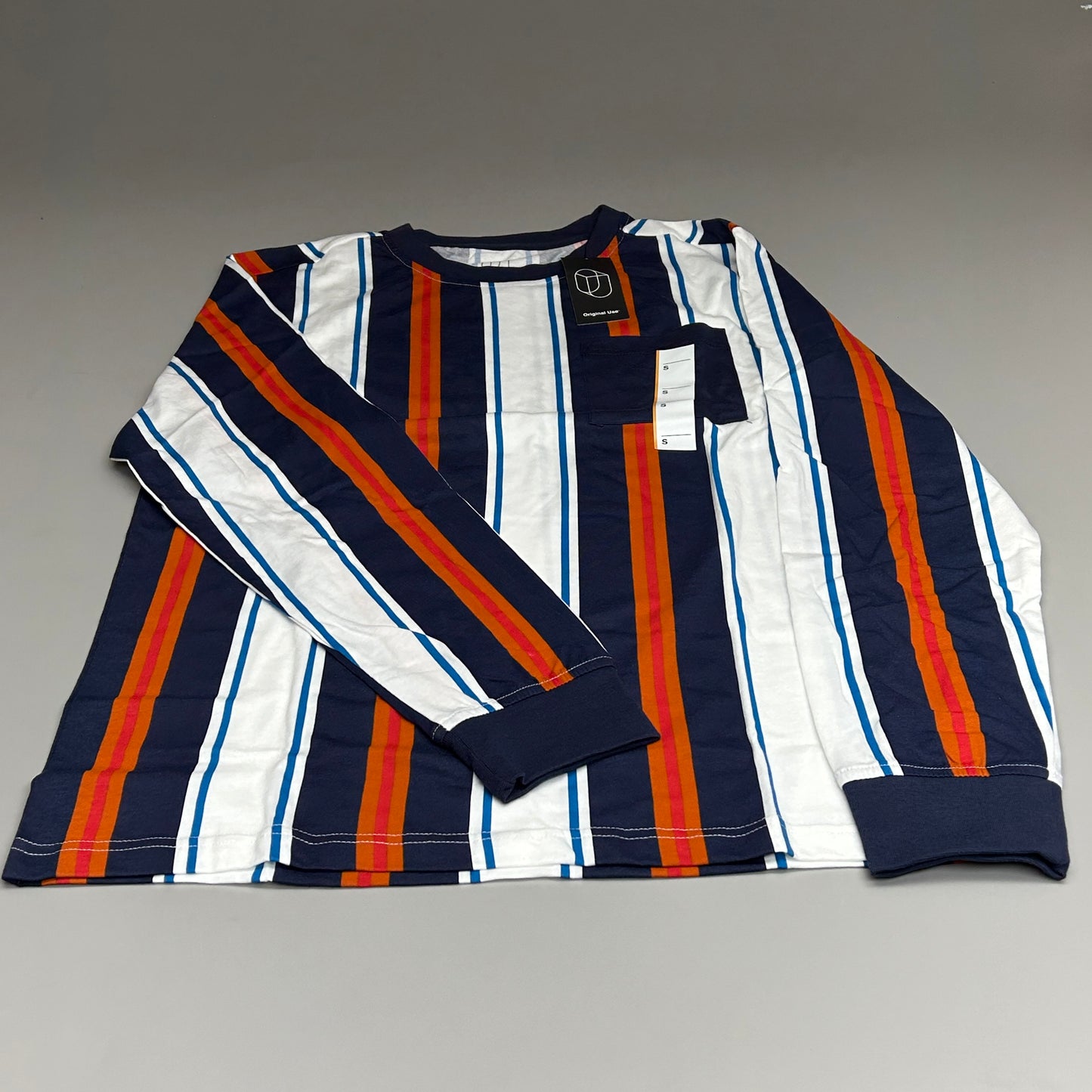 ORIGINAL USE Men's Striped Long Sleeve T-Shirt Gold/Stripe Sz S (New)