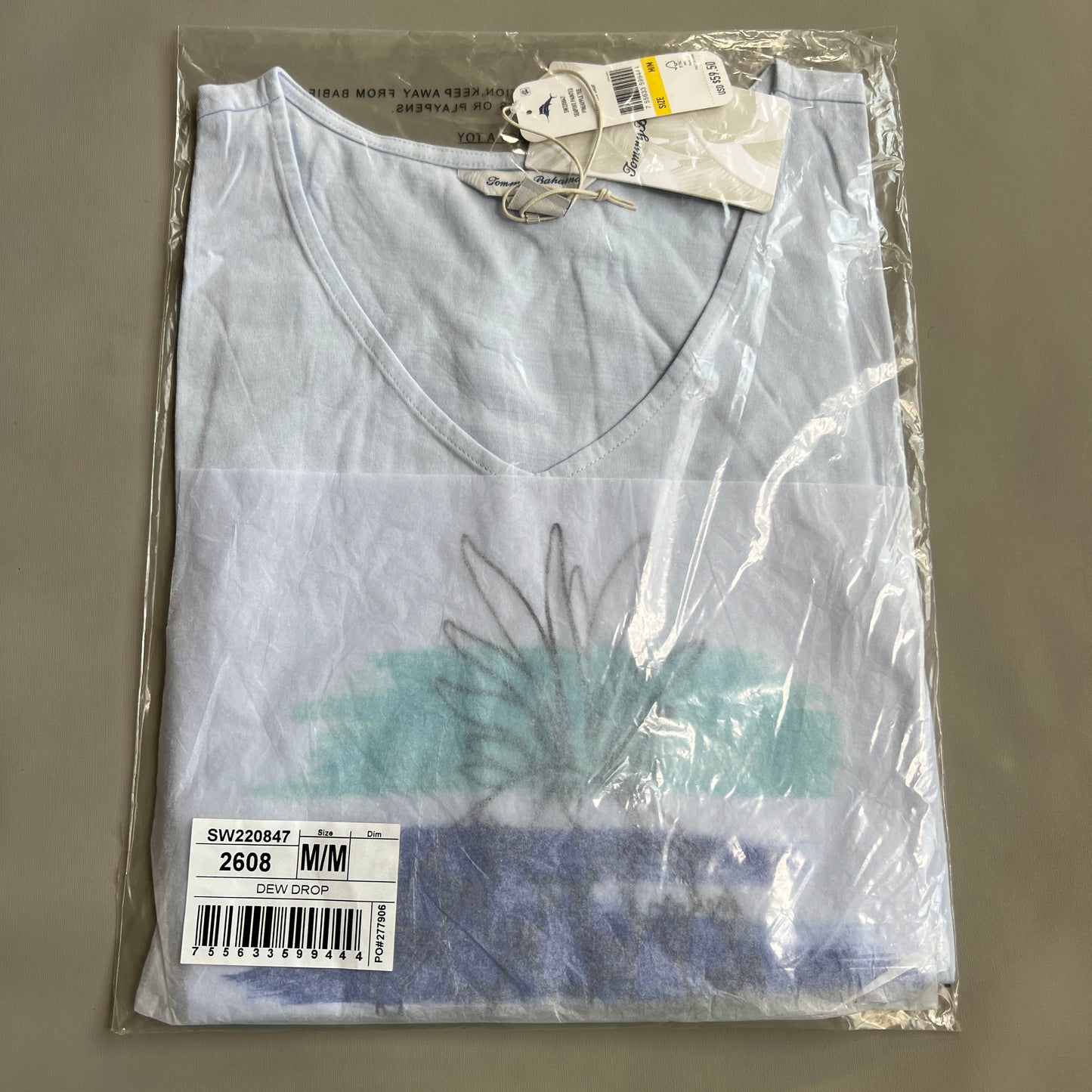 TOMMY BAHAMA Women's Seaport Painted Pineapple Tee T-shirt Dew Drop Size M (New)