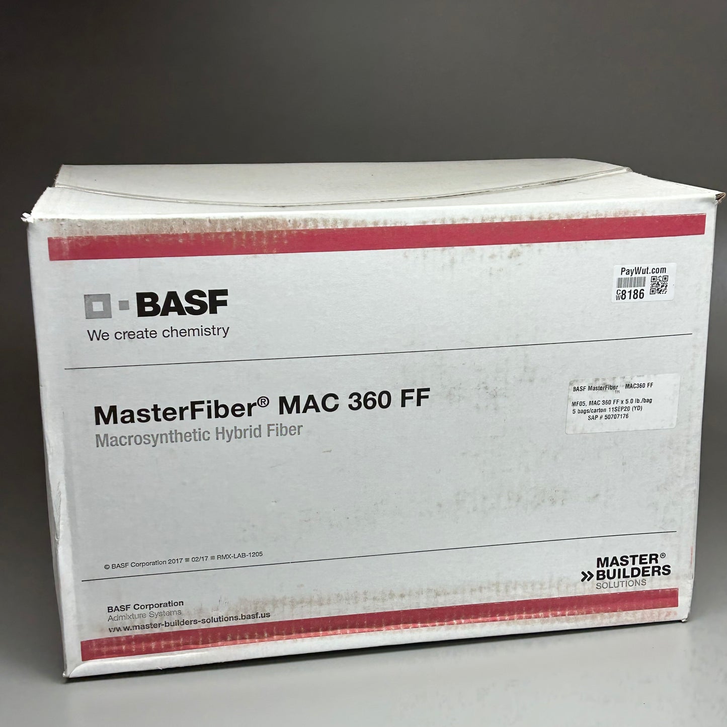 BASF MasterFiber MAC 360 FF Synthetic Hybrid Fiber 5 Bags 5 lbs each (New)