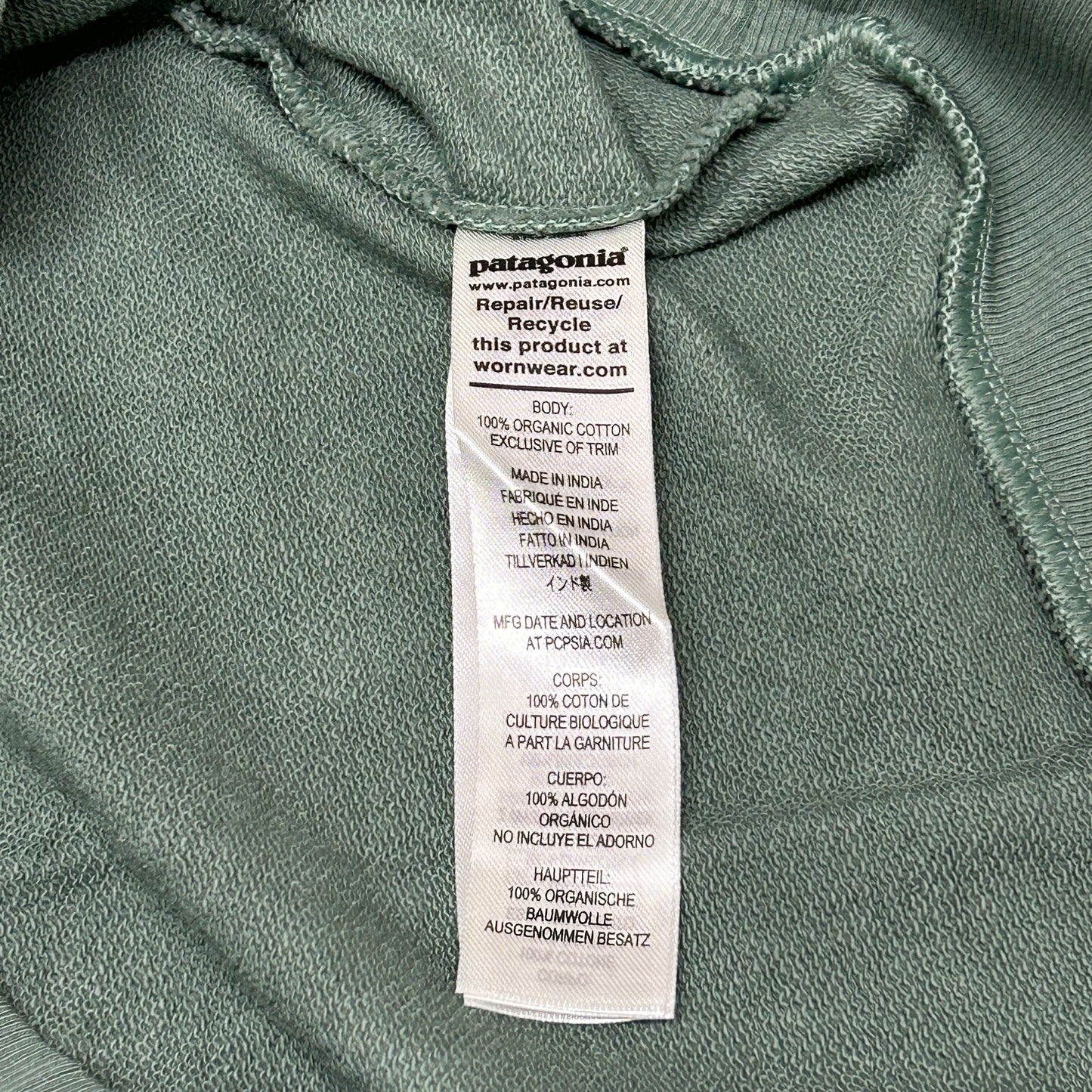 PATAGONIA Regenerative Organic Cotton Hoody Sweatshirt Sz S Hemlock Green (New)