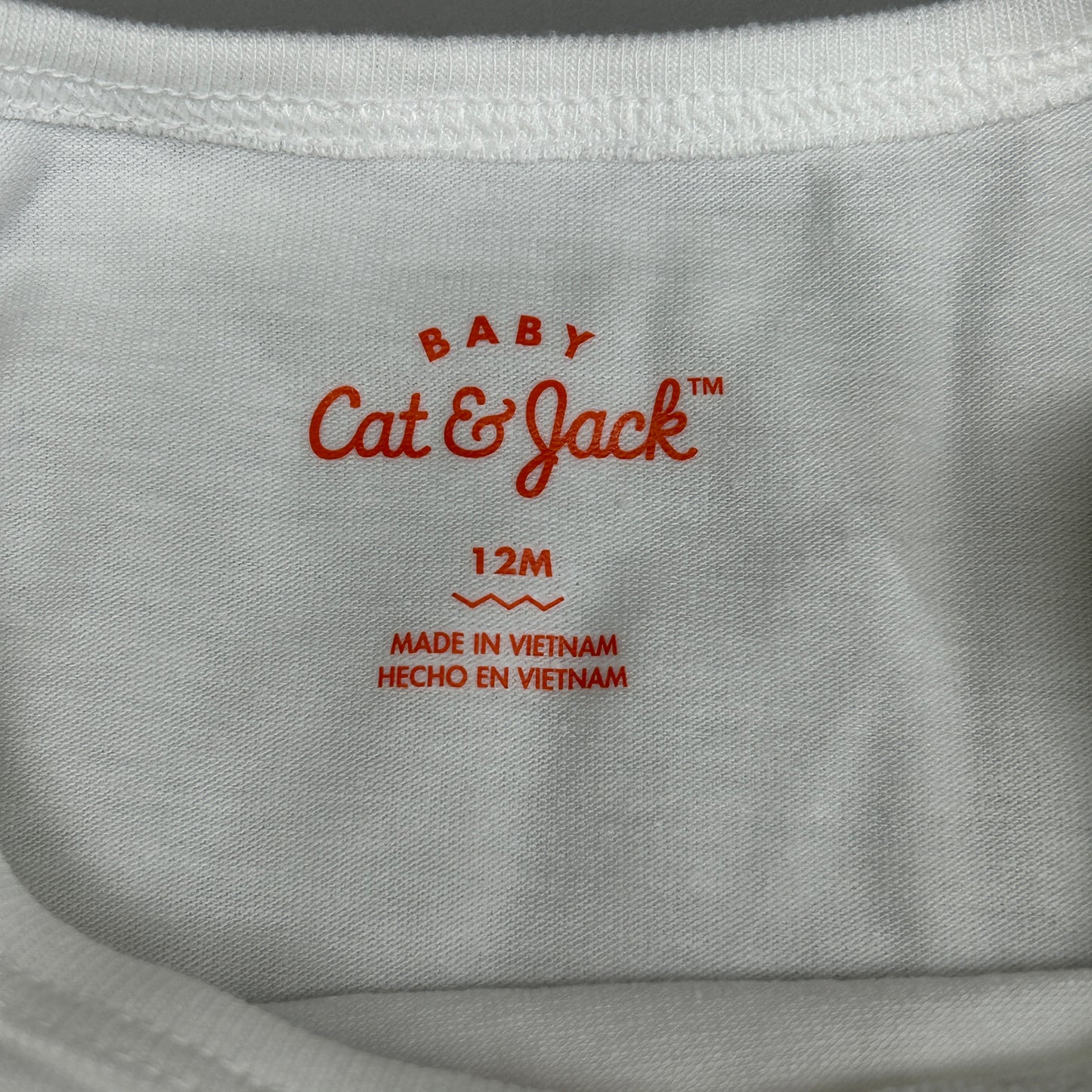 CAT & JACK Baby Boys' Love Short Sleeve Bodysuit White 12M (New)