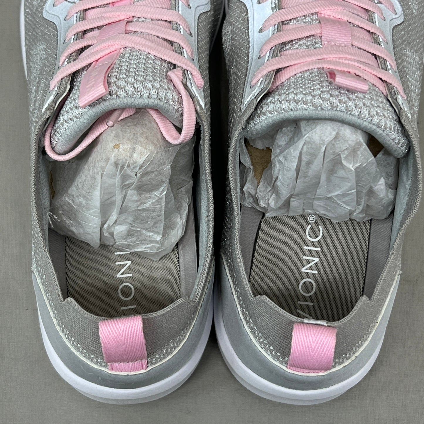 VIONIC Lenora Women's Casual Sneaker Shoes Sz-8.5 Sliver and Pink (New)