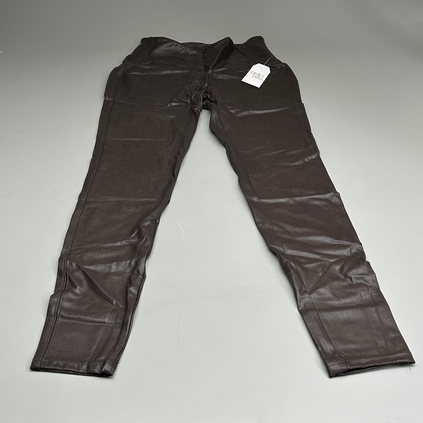 TIME AND TRU Women's Faux Leather Leggings Sz S 4-6 Brown (New)
