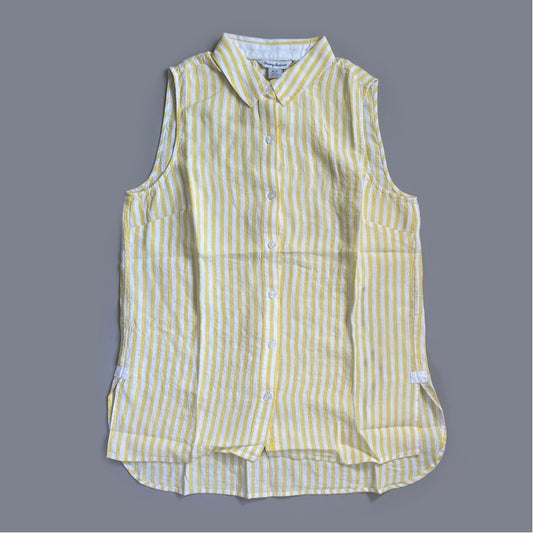 TOMMY BAHAMA Women's Cabana Stripe Shirt Sleeveless Island Sun Yellow Size M (New)